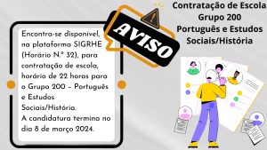 Contratação de Escola – Grupo 200 – Português e Estudos Sociais/História
